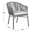 Pemberly Row Stackable Rattan Rope Chairs in Gray Rope/Gray Cushion (Set of 2)