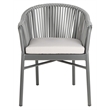 Pemberly Row Stackable Rattan Rope Chairs in Gray Rope/Gray Cushion (Set of 2)