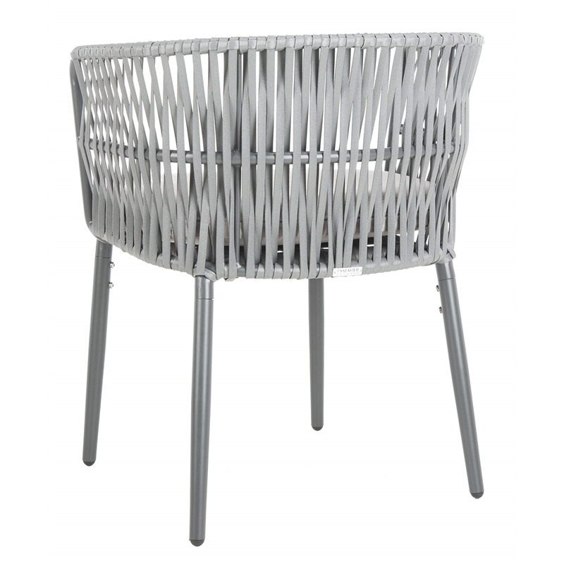 Pemberly Row Rattan/Polyester Rope Chairs in Gray Rope/Gray Cushion (Set of 2)