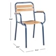 Pemberly Row Wood/Metal Patio Stackable Chairs in Navy and Brown (Set of 2)
