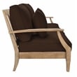Pemberly Row Eucalyptus Wood Outdoor Sofa with Cushions in Natural / Brown