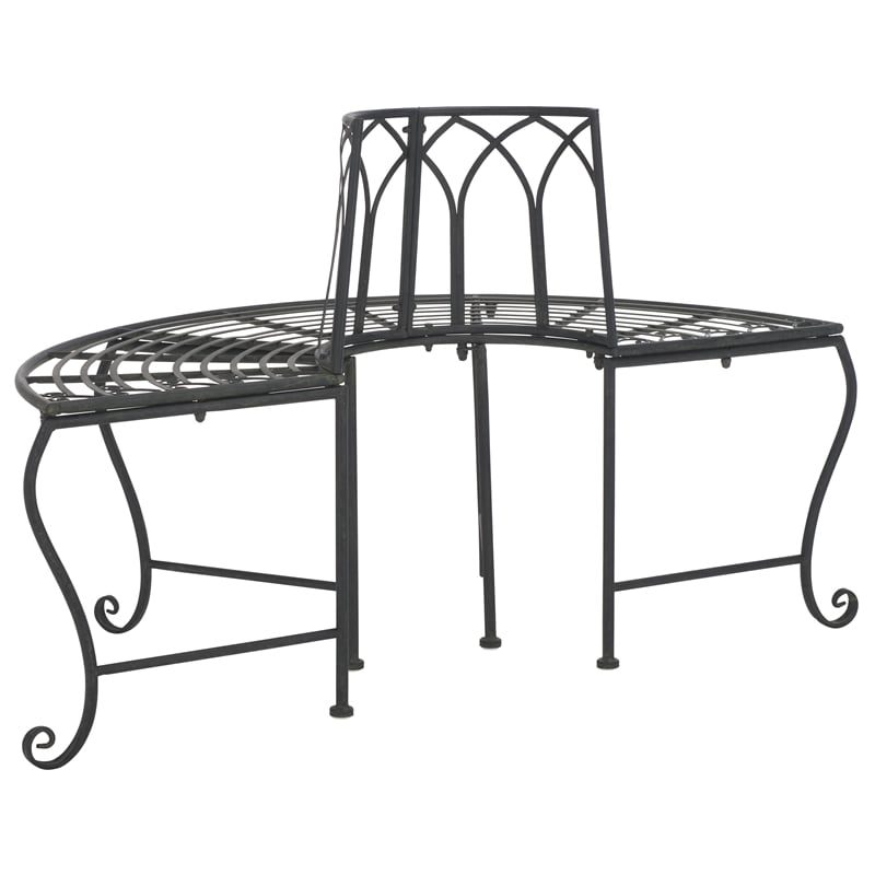 Pemberly Row Iron Benches in Black for Indoor and Outdoor Seating