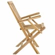 Pemberly Row Teak Wood and Brass Folding Arm Chair in Natural