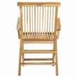 Pemberly Row Teak Wood and Brass Folding Arm Chair in Natural