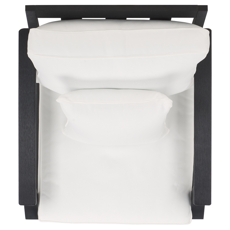 Pemberly Row Eucalyptus Wood Patio Armchair in Black / White with Cushion