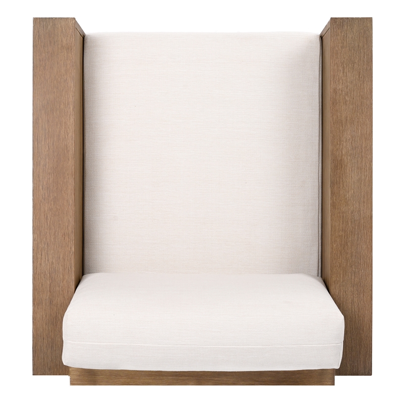 Pemberly Row Eucalyptus Wood Patio Chair with Cushion in Natural / Beige