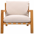 Pemberly Row Brazilian Teak Wood Patio Chair in Natural / White