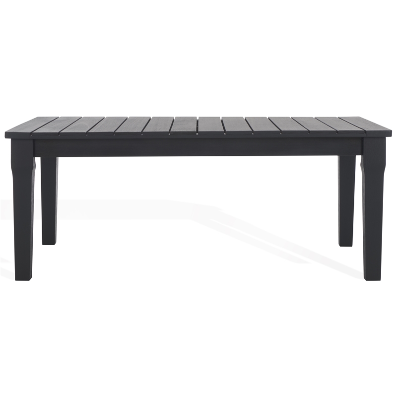 Pemberly Row Eucalyptus Wood Patio Coffee Table in Black with Modern Design