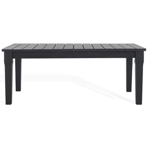 Pemberly Row Eucalyptus Wood Patio Coffee Table in Black with Modern Design