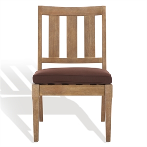 Pemberly Row Eucalyptus Wood Outdoor Dining Chair in Natural / Brown