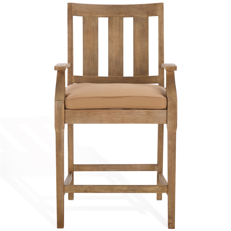 Pemberly Row Eucalyptus Wood Patio Counter Stools in Natural / Brown