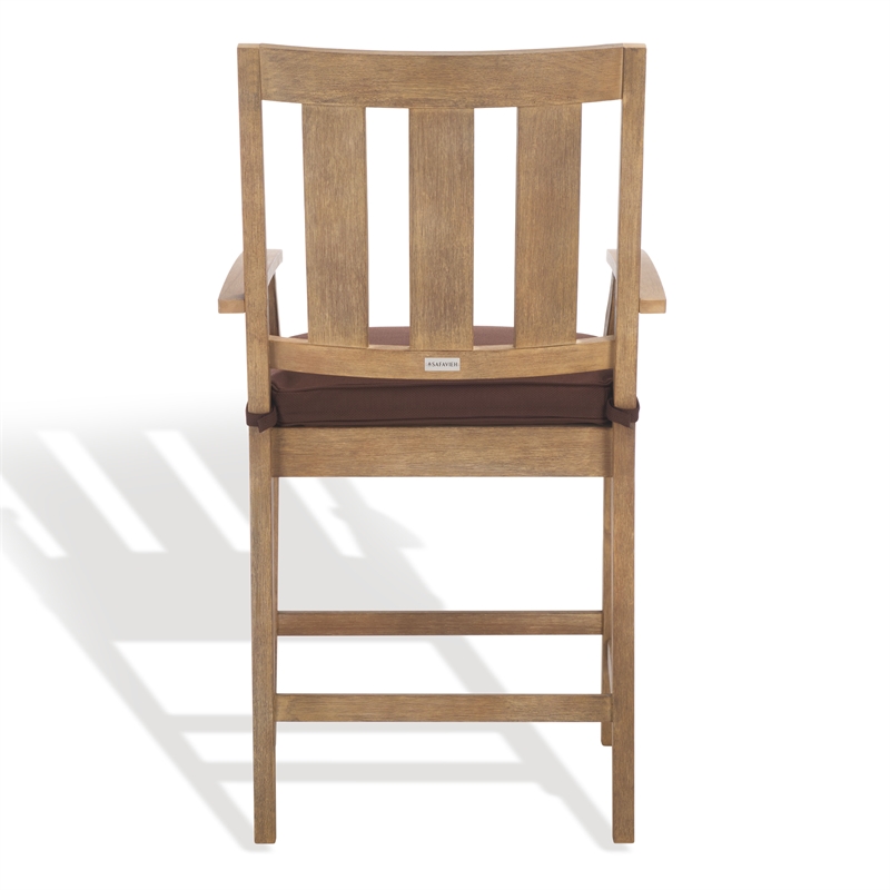 Pemberly Row Eucalyptus Wood Patio Counter Stools in Natural / Brown