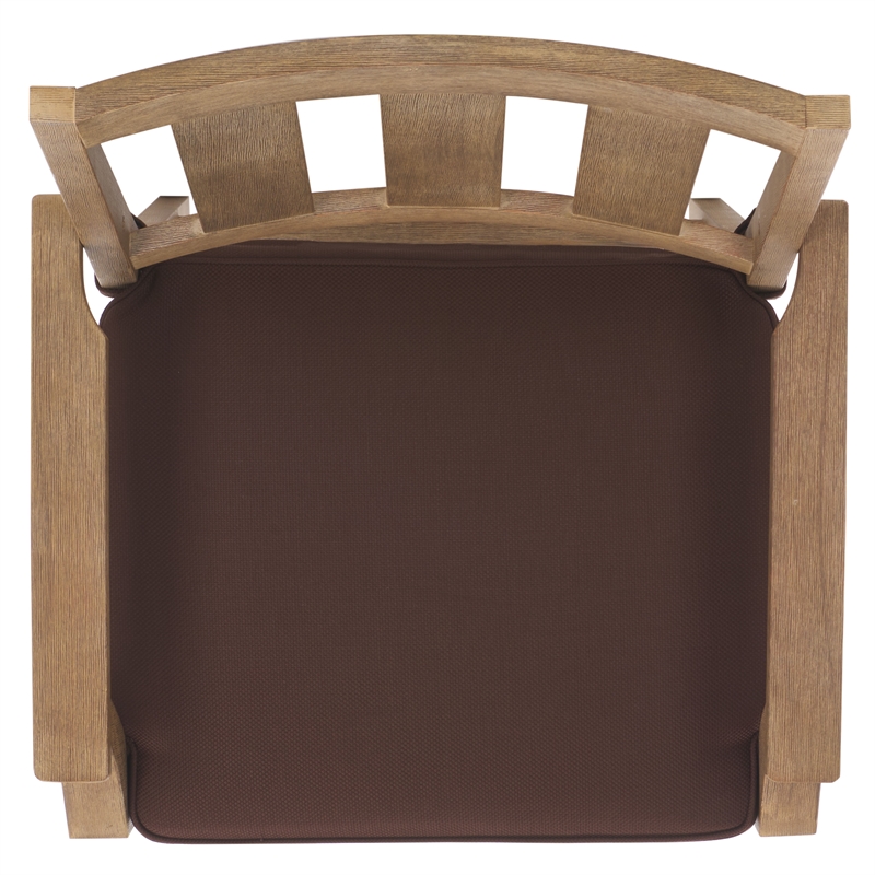 Pemberly Row Eucalyptus Wood Patio Counter Stools in Natural / Brown