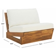 Pemberly Row Acacia Wood and Polyester Lounge Chair Set of 2 in Natural / Beige