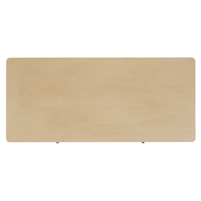 Pemberly Row Pine Wood 2 Drawer Desk with Storage in Natural