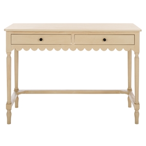 Pemberly Row Pine Wood 2 Drawer Desk with Storage in Natural