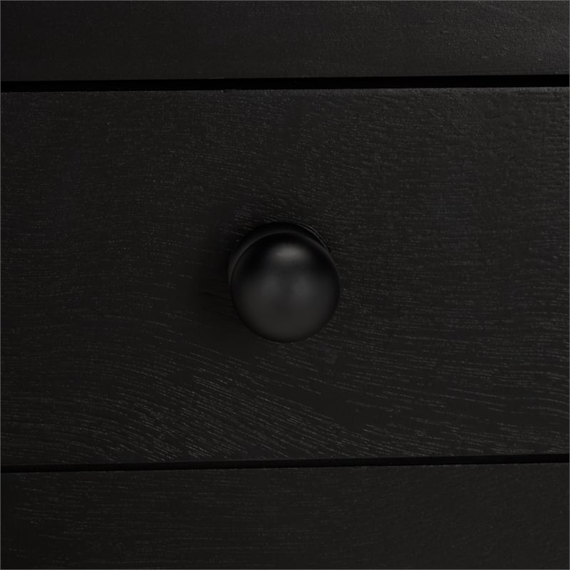 Pemberly Row Pine Wood 2 Drawer Desk with Storage in Matte Black