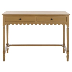 Pemberly Row Pine Wood 2 Drawer Desk with Organized Storage in Brown