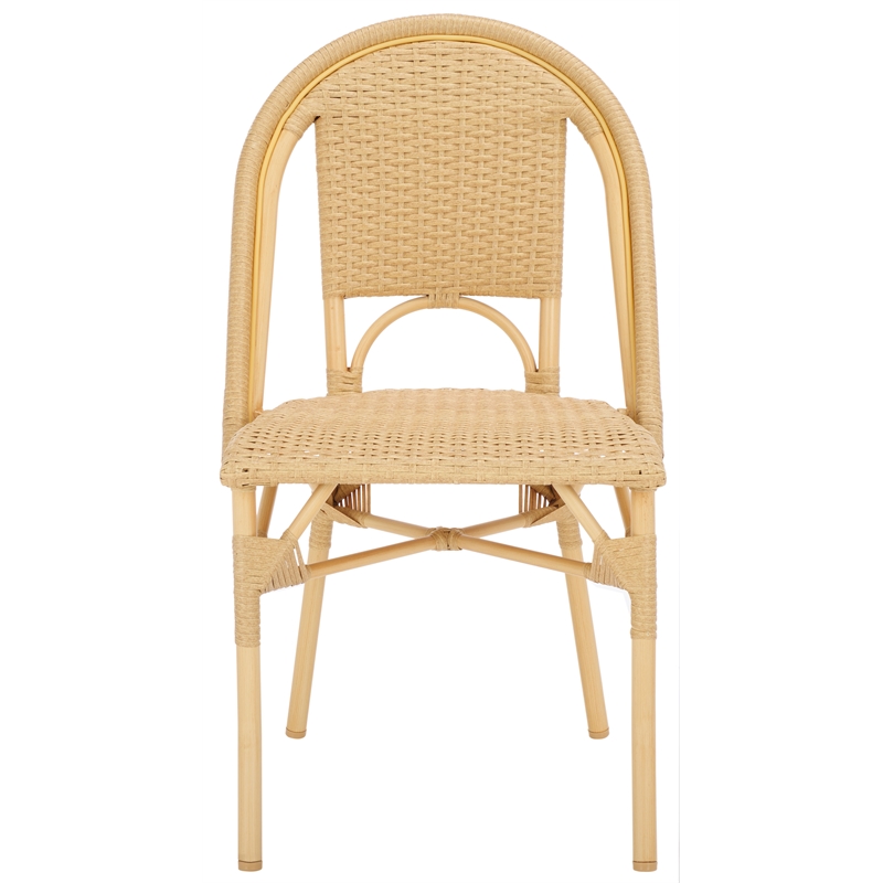 Pemberly Row Aluminum Side Chair Set of 2 in Natural for Indoor/Outdoor