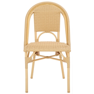 Pemberly Row Aluminum Side Chair Set of 2 in Natural for Indoor/Outdoor