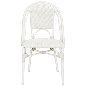 Pemberly Row Aluminum Side Chair Set of 2 in White for Indoor/Outdoor