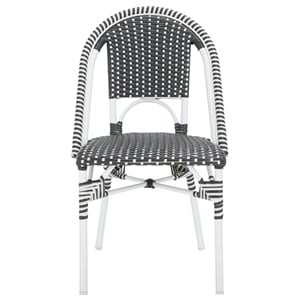 Pemberly Row Aluminum Side Chair Set of 2 with Cushions in Gray / White