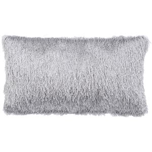 Pemberly Row 14&quot x 24&quot Decorative Throw Pillow in Silver and White
