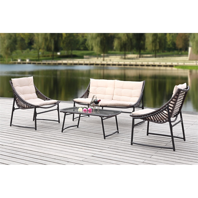Pemberly Row 4 Piece Outdoor Furniture Set with Coordinated Seating