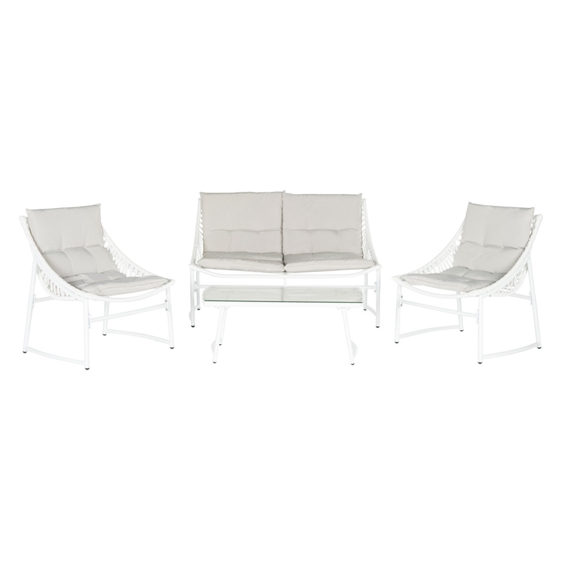 Pemberly Row 4 Piece Outdoor Conversation Set for Patio Entertaining
