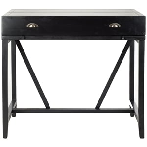 Pemberly Row Pine Wood Writing Desk in Black for Home Office or Study