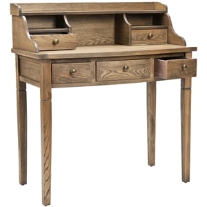 Pemberly Row Oak Writing Desk for Home Office with Everyday Versatility