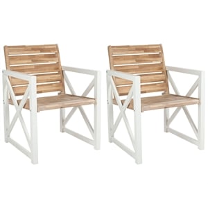 Pemberly Row Chair in White and Oak Set of 2 for Dining or Kitchen