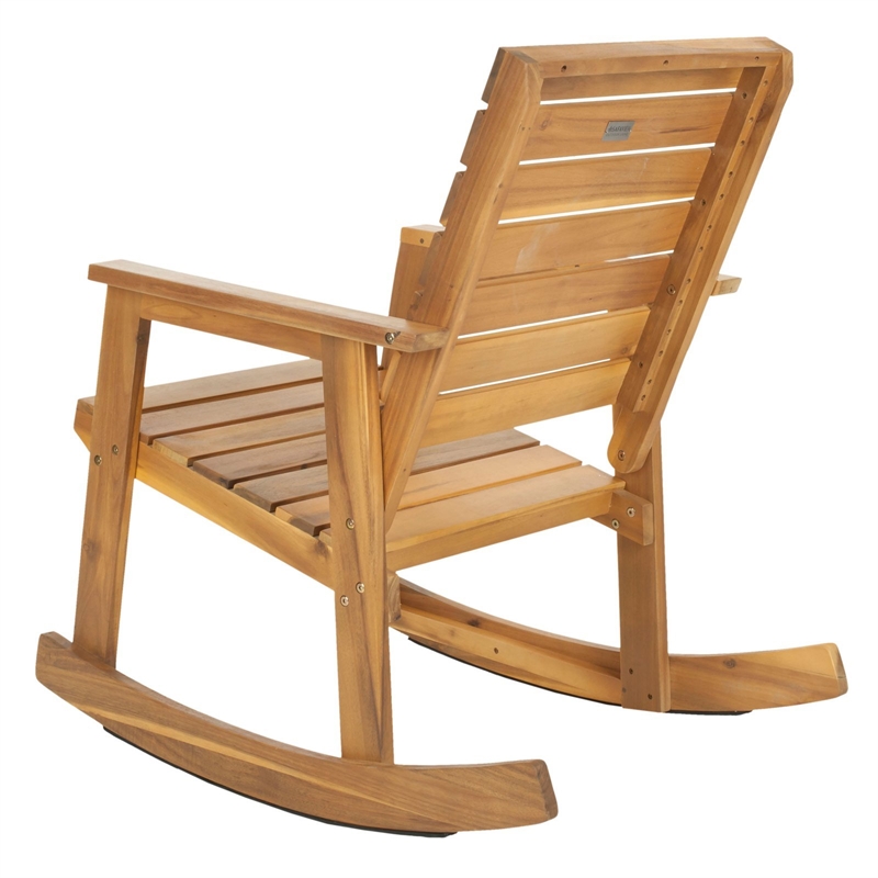 Pemberly Row Steel and Acacia Wood Rocking Chair in Ash Grey