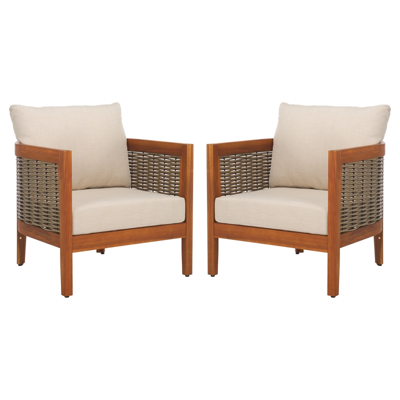 Pemberly Row Polyester Outdoor Chairs in Natural / Taupe for Patio or Deck