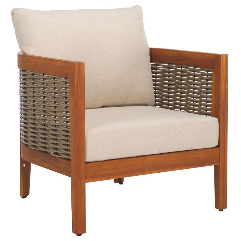 Pemberly Row Polyester Outdoor Chairs in Natural / Taupe for Patio or Deck