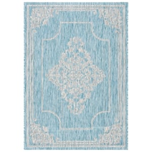 Pemberly Row 4' x 5'7&quot Area Rug in Aqua and Gray for Living Room