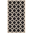 Pemberly Row Polypropylene Runner Rug in Black and Beige for Hallways