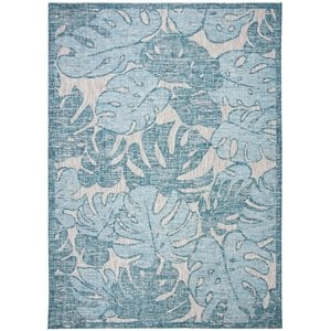 Pemberly Row 8' x 11' Area Rug in Gray and Aqua for Large Living Room