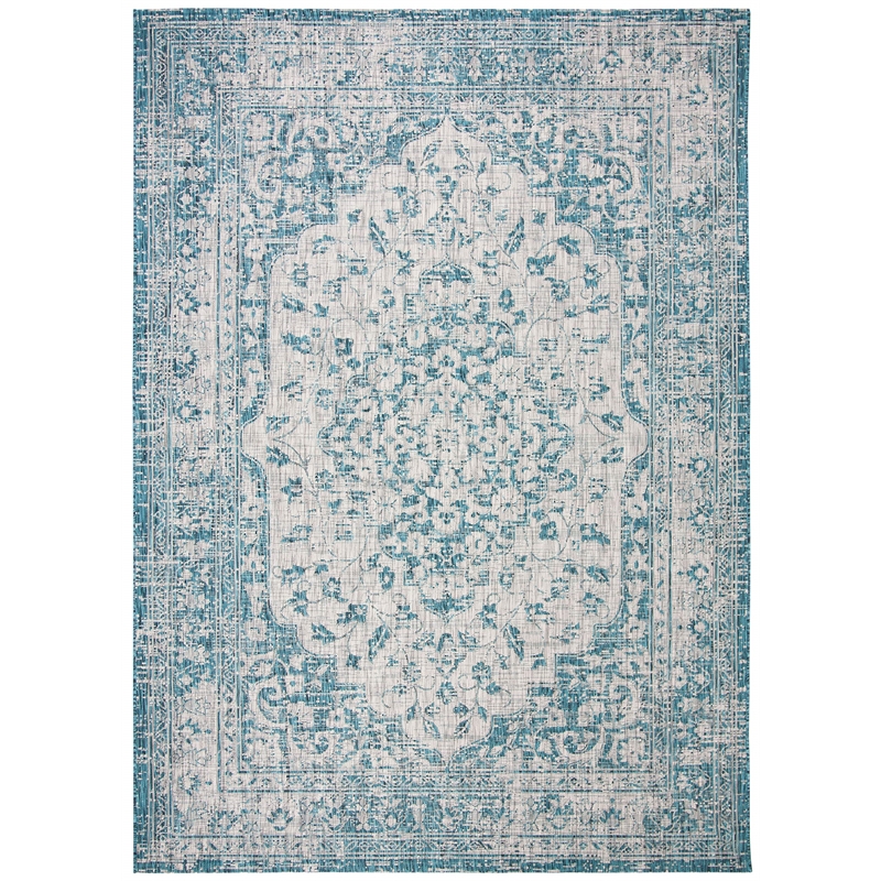 Pemberly Row 9' x 12' Area Rug in Teal and Cream for Large Living Spaces