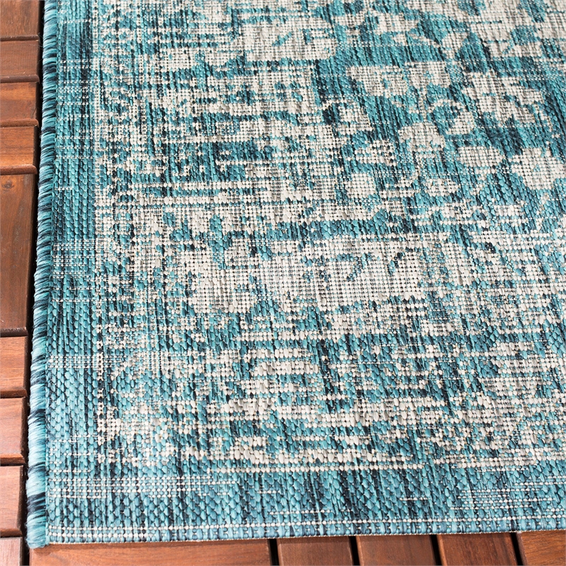 Pemberly Row 9' x 12' Area Rug in Teal and Cream for Large Living Spaces