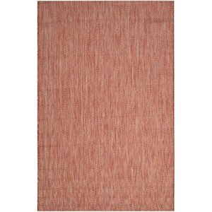 Pemberly Row 6'7&quot x 6'7&quot Round Area Rug in Red and Beige for Living Room