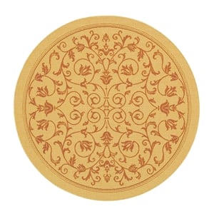 Pemberly Row Contemporary Round 7'10&quot Indoor Outdoor Area Rug in Natural