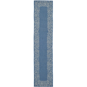 Pemberly Row Contemporary 2'4&quot x 14' Indoor Outdoor Runner Rug in Blue