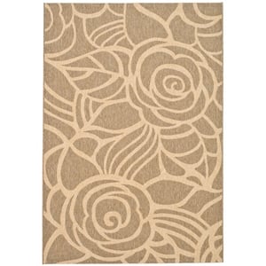 Pemberly Row Contemporary 9' x 12' Indoor Outdoor Area Rug in Coffee