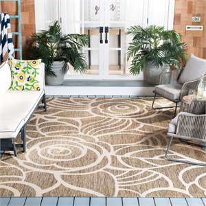 Pemberly Row Contemporary Square 6'7&quot Indoor Outdoor Area Rug in Coffee