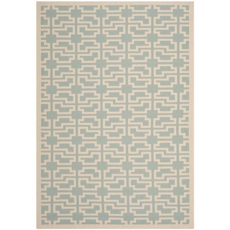Pemberly Row Contemporary 8' x 11' Indoor Outdoor Area Rug in Blue