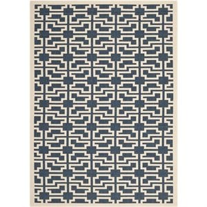 Pemberly Row Contemporary 6'7&quot x 9'6&quot Indoor Outdoor Area Rug in Navy