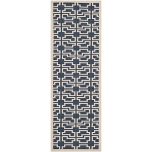 Pemberly Row Contemporary 2'3&quot x 6'7&quot Indoor Outdoor Runner Rug in Navy