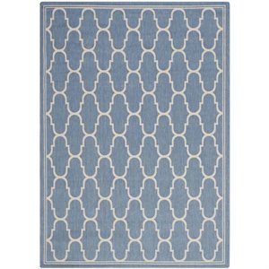 Pemberly Row Contemporary 4' x 5'7&quot Indoor Outdoor Area Rug in Blue