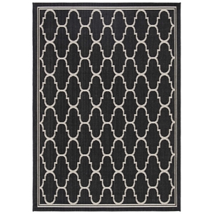 Pemberly Row Contemporary 4' x 5'7&quot Indoor Outdoor Area Rug in Black